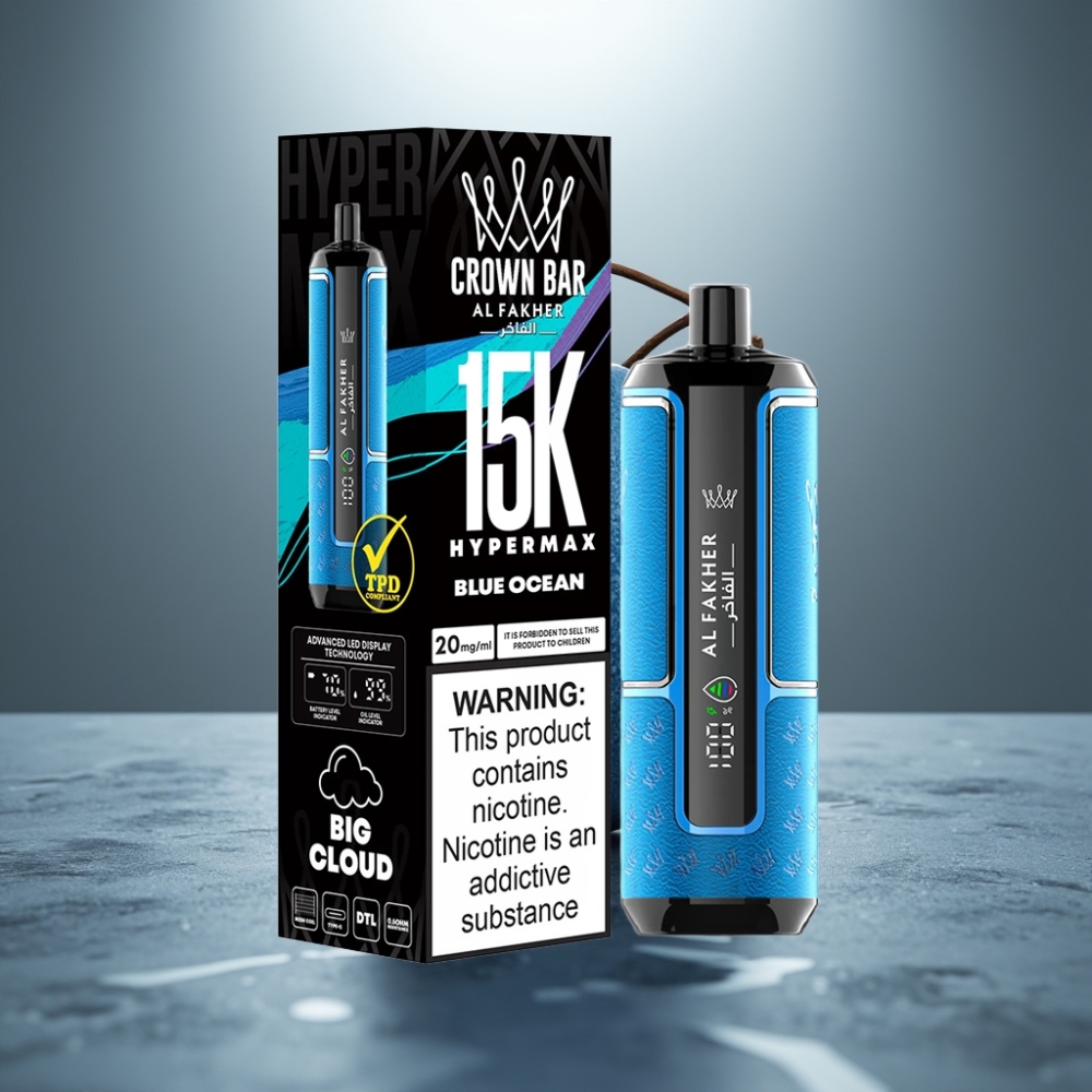 Al Fakher Crown Bar 15K Hypermax DTL 22ml Modrý Oceán