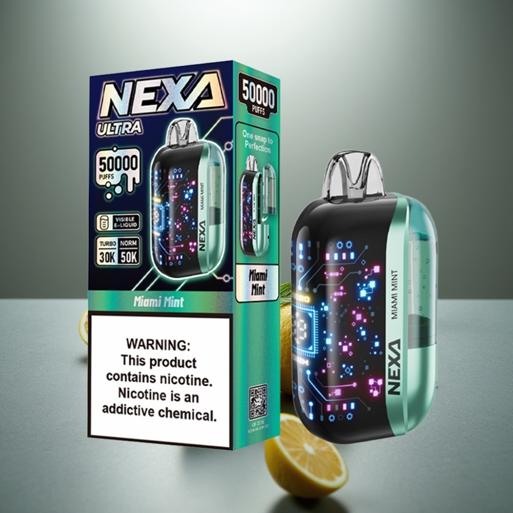 NEXA Ultra 50K Jednorázová Vape Miami Máta 20ml/800mAh/5%/0.9ohm/3D Typ-C