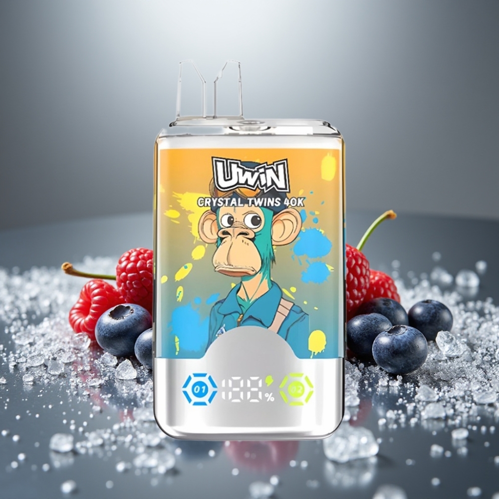 UWIN Crystal Twins 40000 Puffs Dvojitá Příchuť Borůvka Malina Třešeň Led 0,6Ohm 32ml