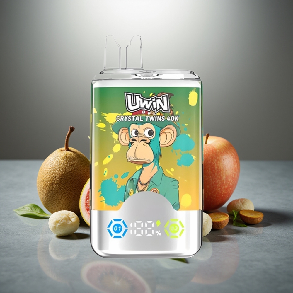 UWIN Crystal Twins 40000 Puffs Kiwi Marakuja Guave Dvě Jablka 0,6 Ohm 32ml