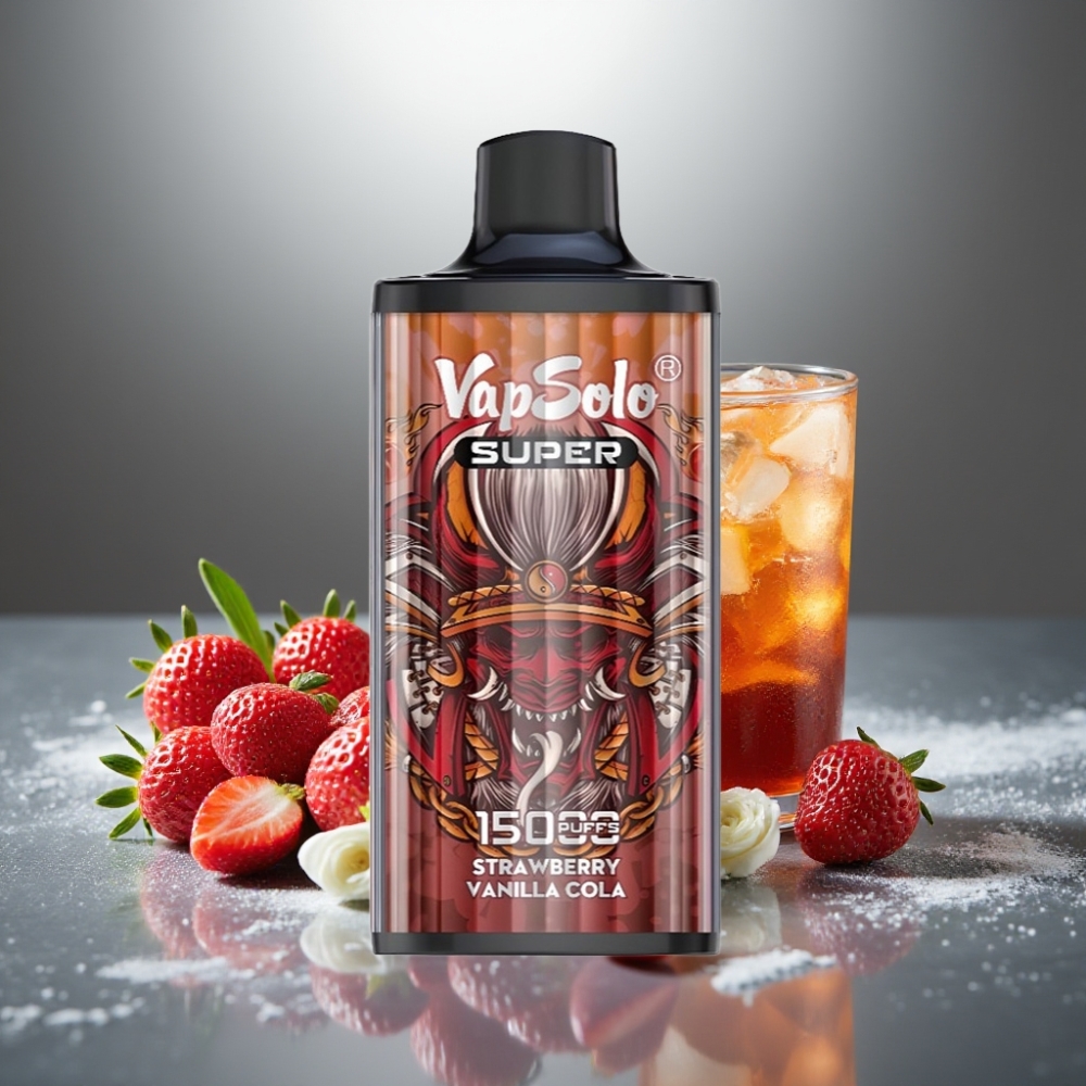 Vapsolo Super 15000 Puffs 40ml Jahoda Vanilka Kola Typ-C 850mAh Mesh