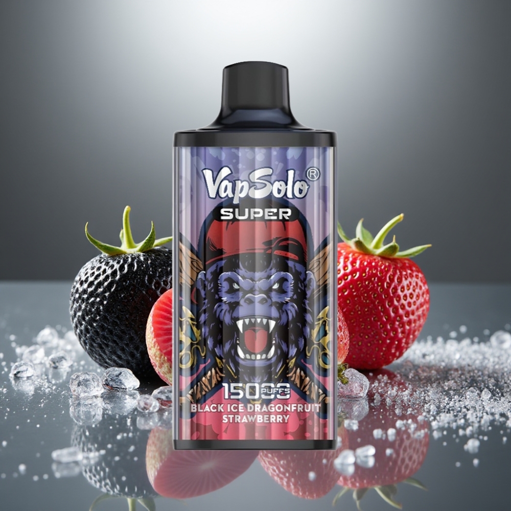 Vapsolo Super 15000 Puffs 40ml Černý Ledový Dragonfruit Jahoda 850mAh Type-C