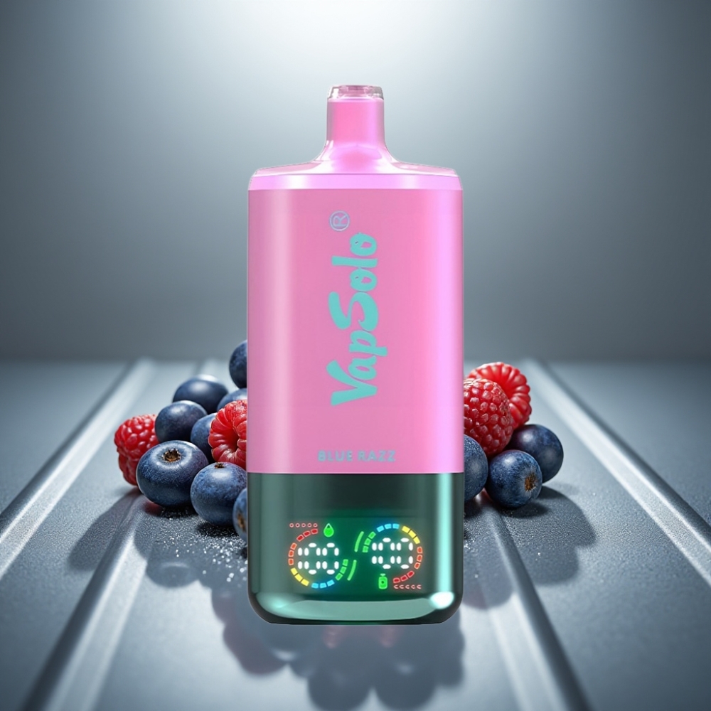 VapSolo Triple 30000 Puffs 40ml Modrý Razz Typ-C 3 Nádrže