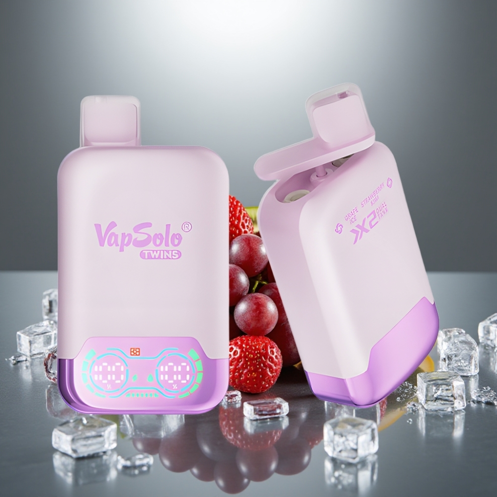 Vapsolo Twins 20000 Puffs 40ml 20/50mg Typ-C Hroznový Led & Jahoda Kiwi