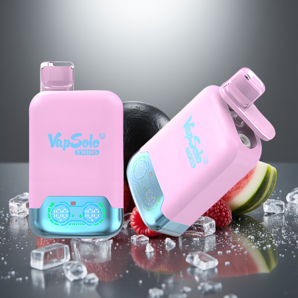 Vapsolo Twins 20000 Puffs 40ml 20/50mg Černý Led Dračí Ovoce Jahoda & Malina Vodní Meloun