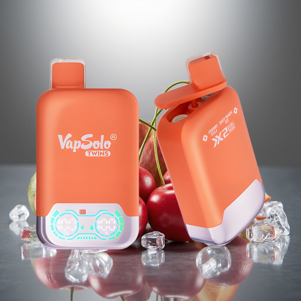 Vapsolo Twins 20000 Puffs 40ml 20mg/50mg Typ-C Třešňová Kola & Broskvový Led
