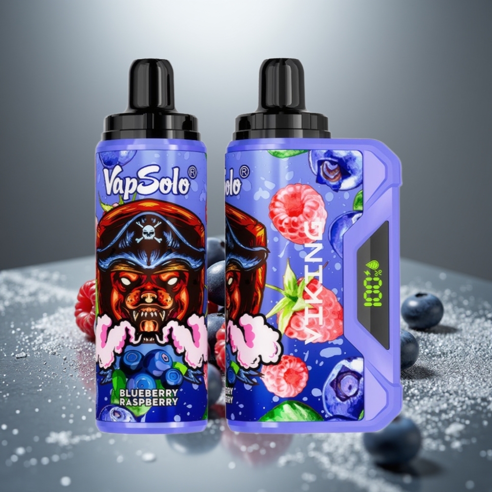 VapSolo VIKING 12000 Puffs 22ml Borůvka Malina Typ-C LED